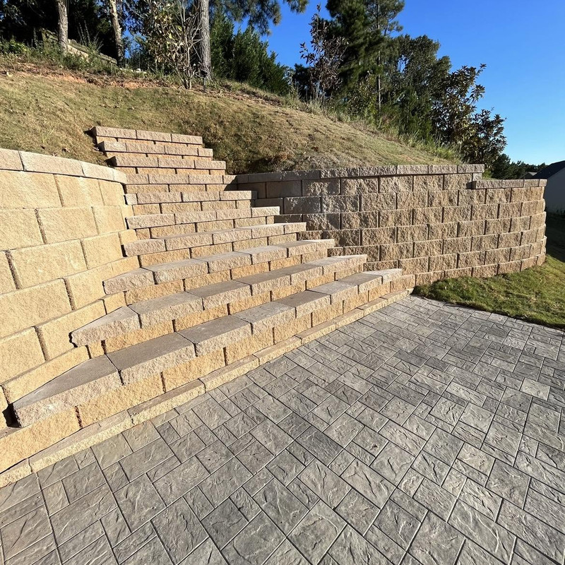 Stone hardscape detail on a North Georgia property